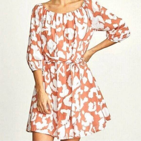 Elizabeth And James Brown And White Cheetah Print Dress Size Medium - Picture 7 of 7